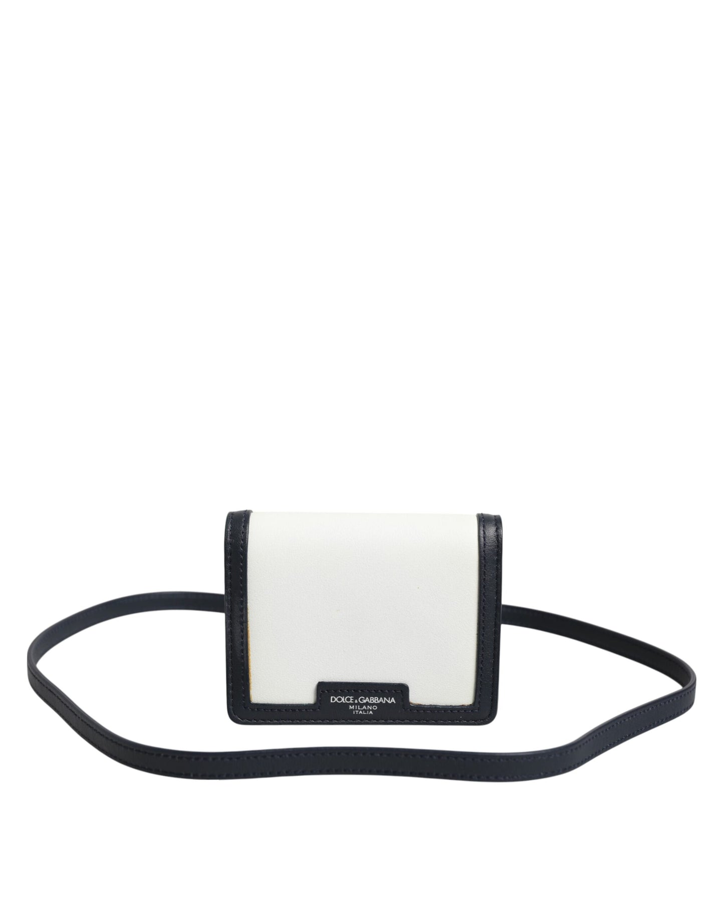 Beige Black Leather Card Holder Crossbody Men Borse Bag