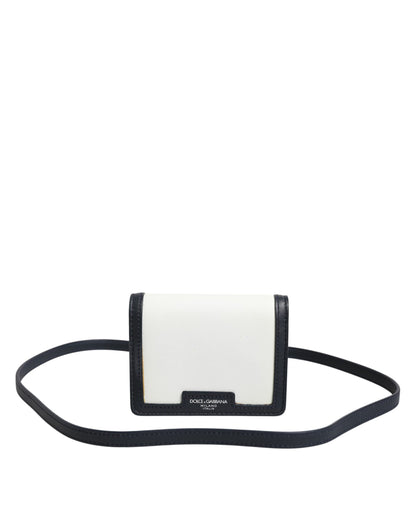 Beige Black Leather Card Holder Crossbody Men Borse Bag