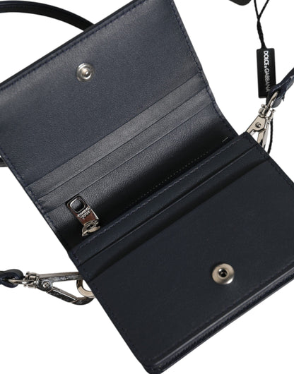 Beige Black Leather Card Holder Crossbody Men Borse Bag