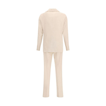 Beige Cotton Two-Piece Suit