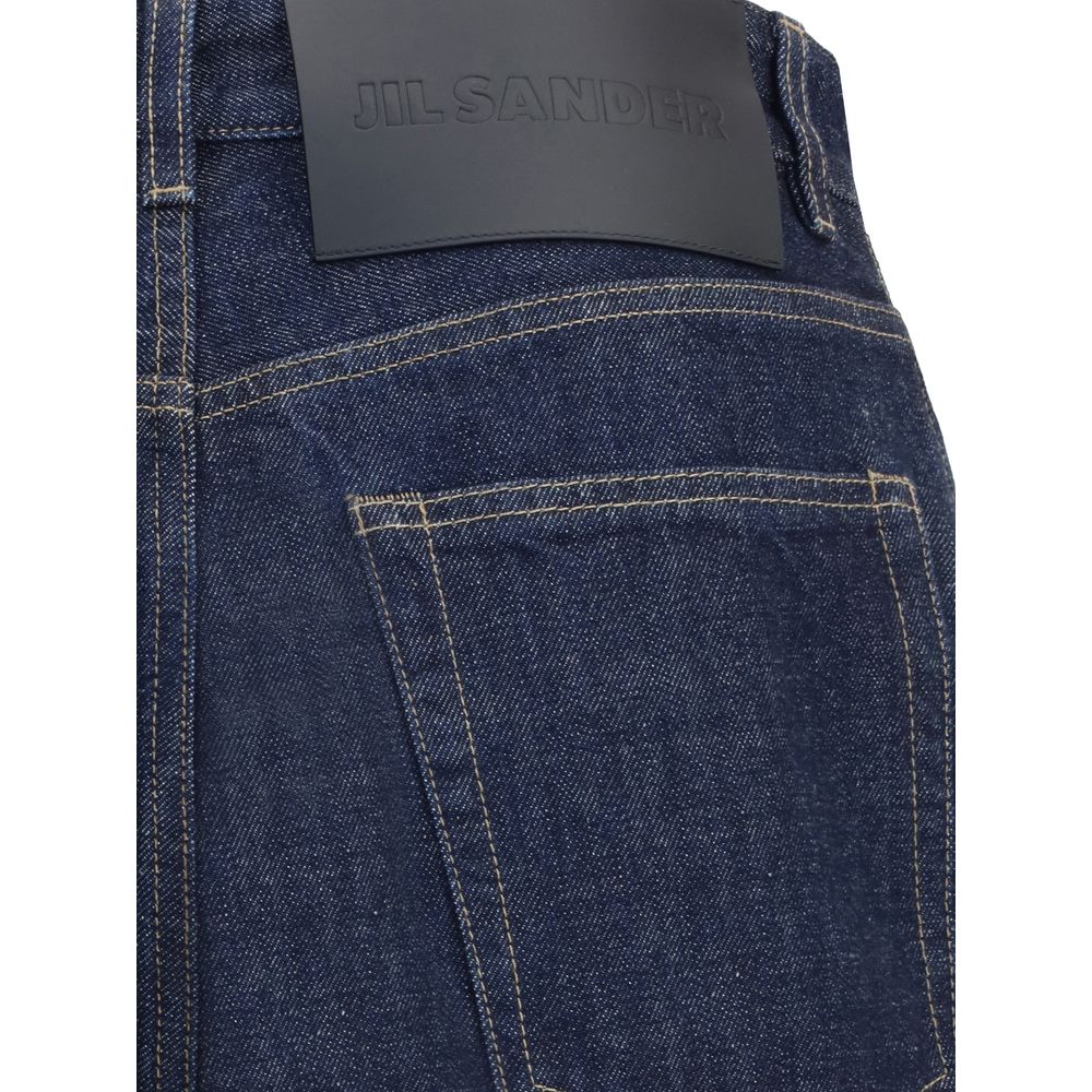 Blue Cotton Straight-Leg Jeans