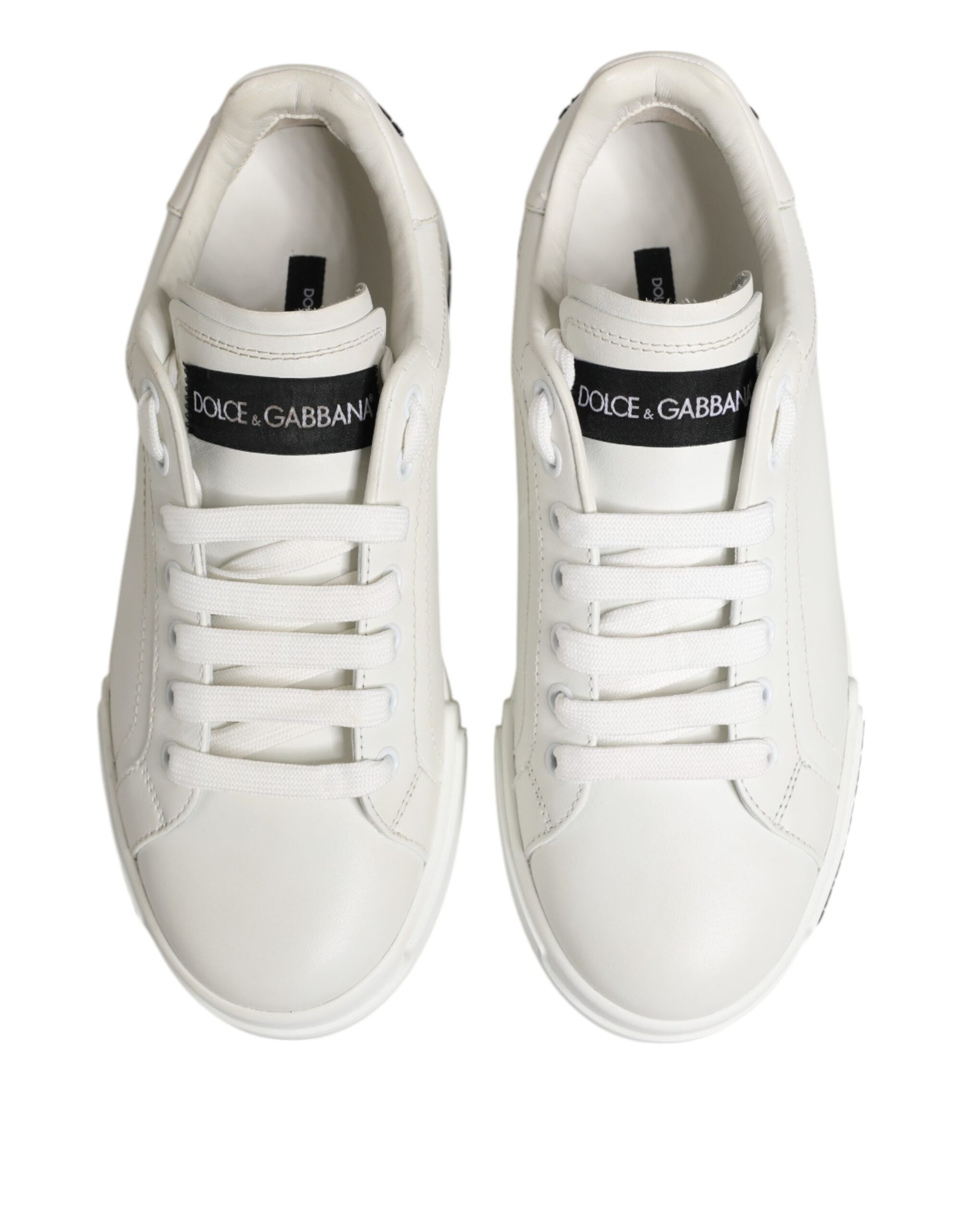 Black White Leather Portofino Sneaker Shoes