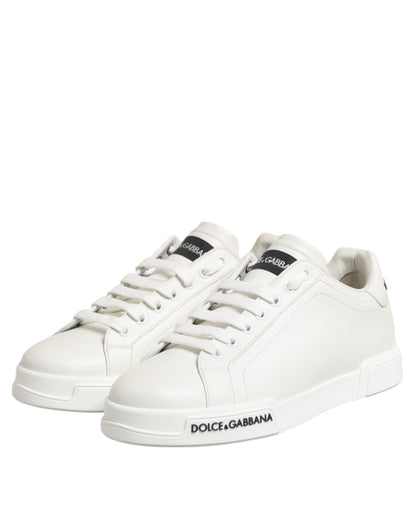 Black White Leather Portofino Sneaker Shoes