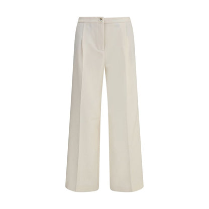 Cream Polyester Casual Pants