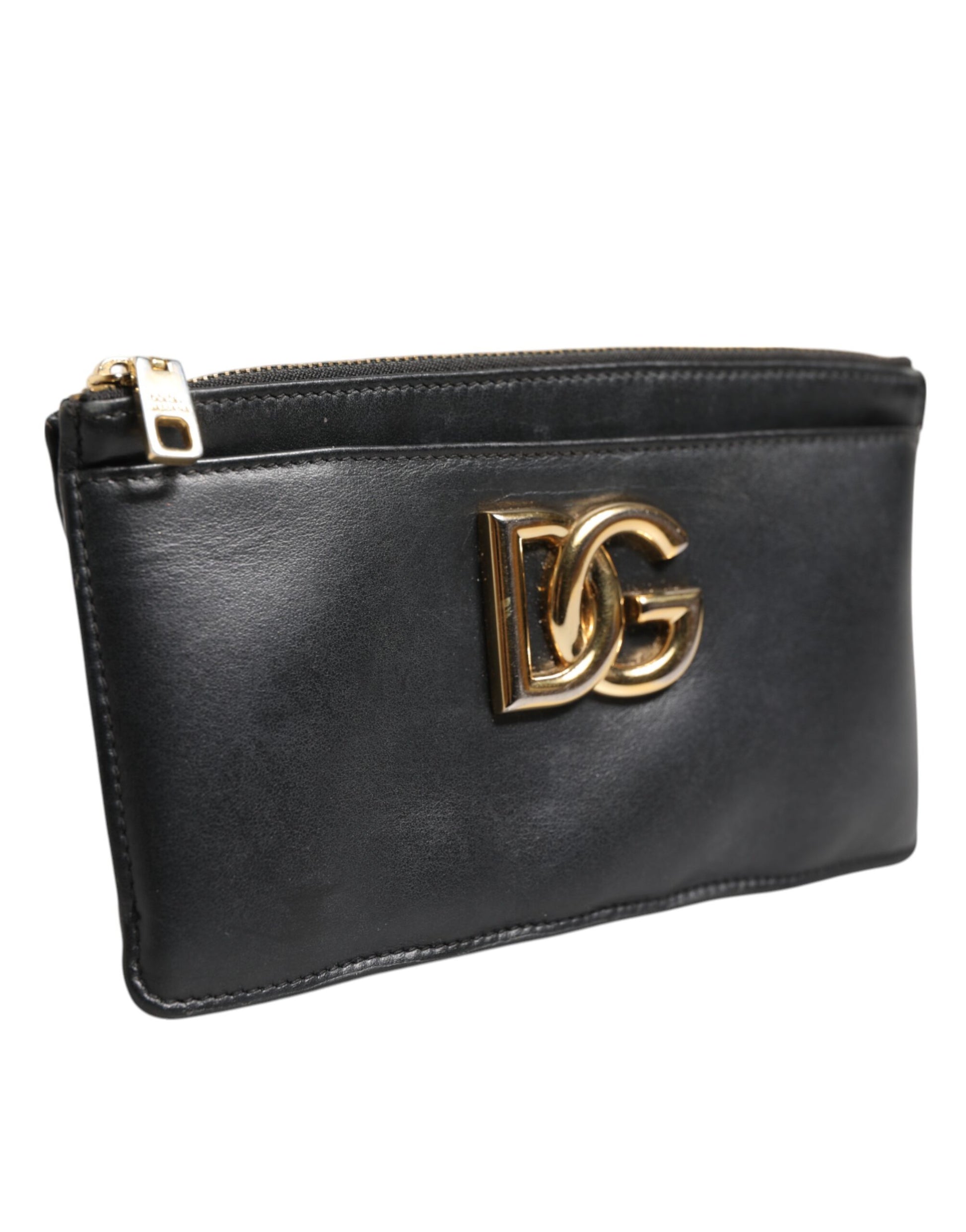 Black Calfskin Leather DG Logo Women Card Holder Wallet