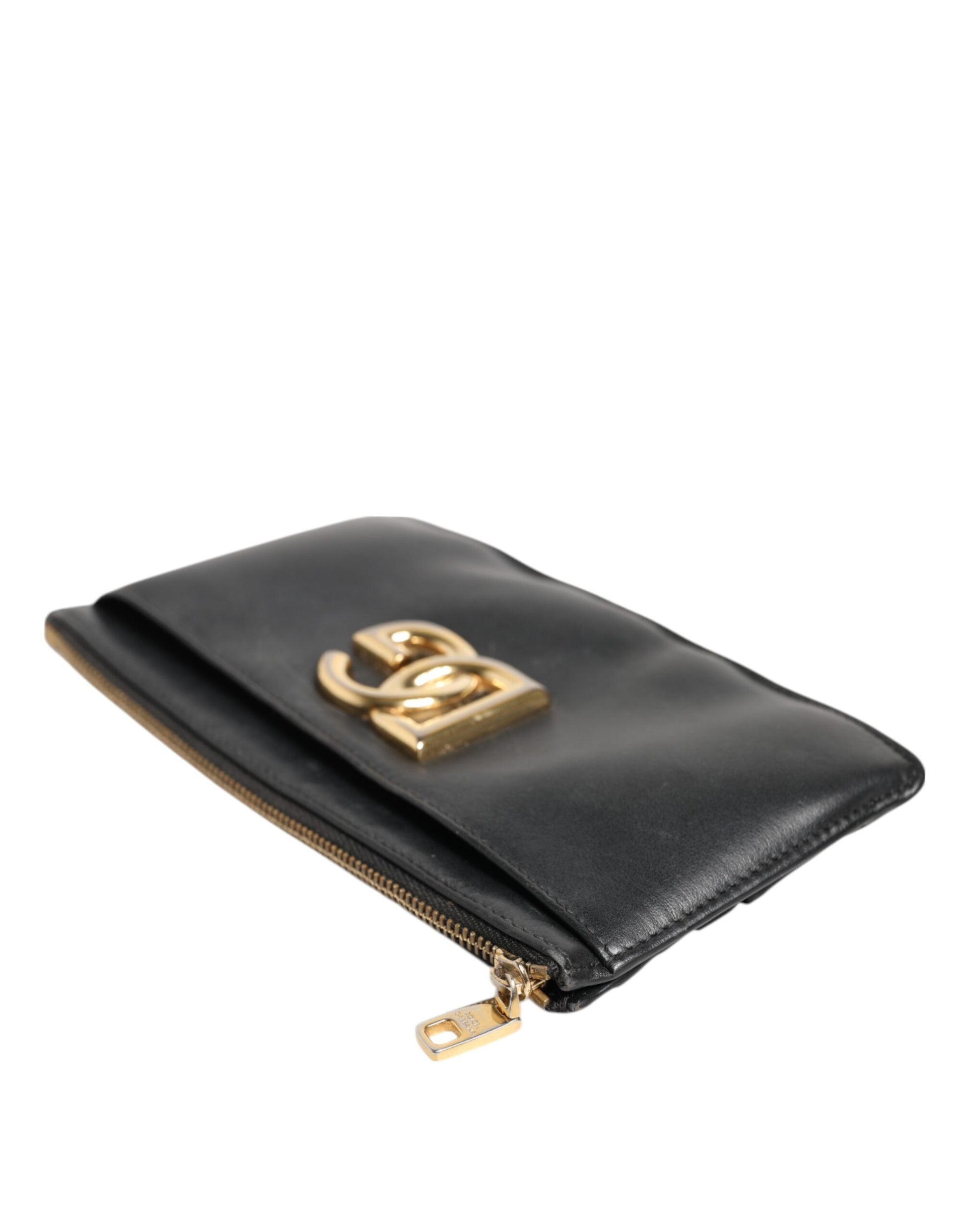 Black Calfskin Leather DG Logo Women Card Holder Wallet