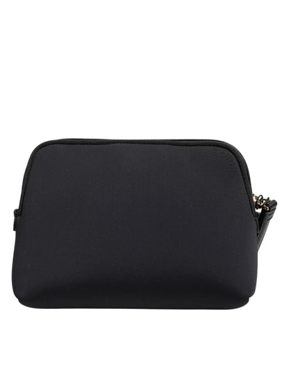 Black Solid Nylon DG LogoPrint Clutch Zip Borse Pouch Bag