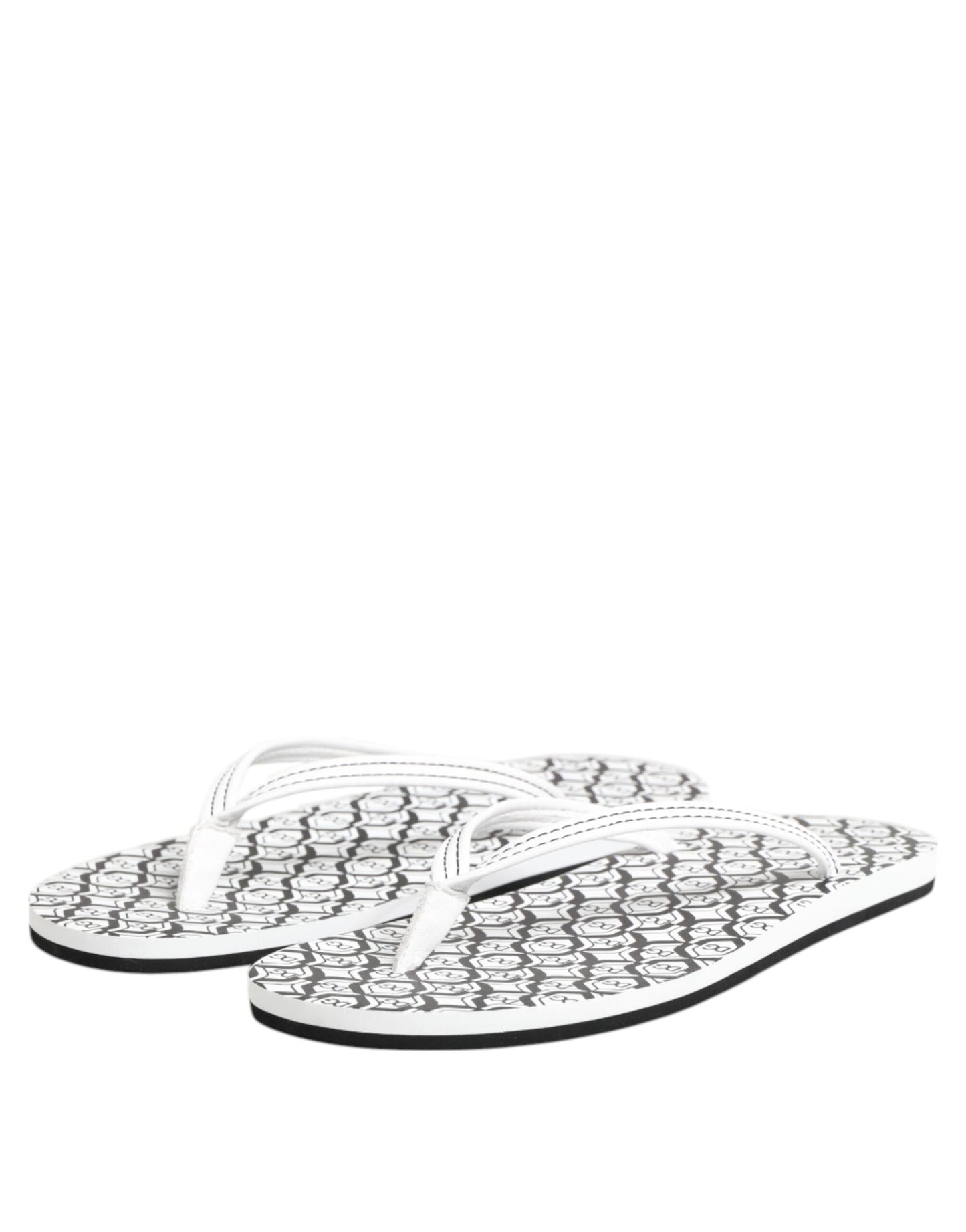 Black White Logo Beachwear Flats Slipper Shoes