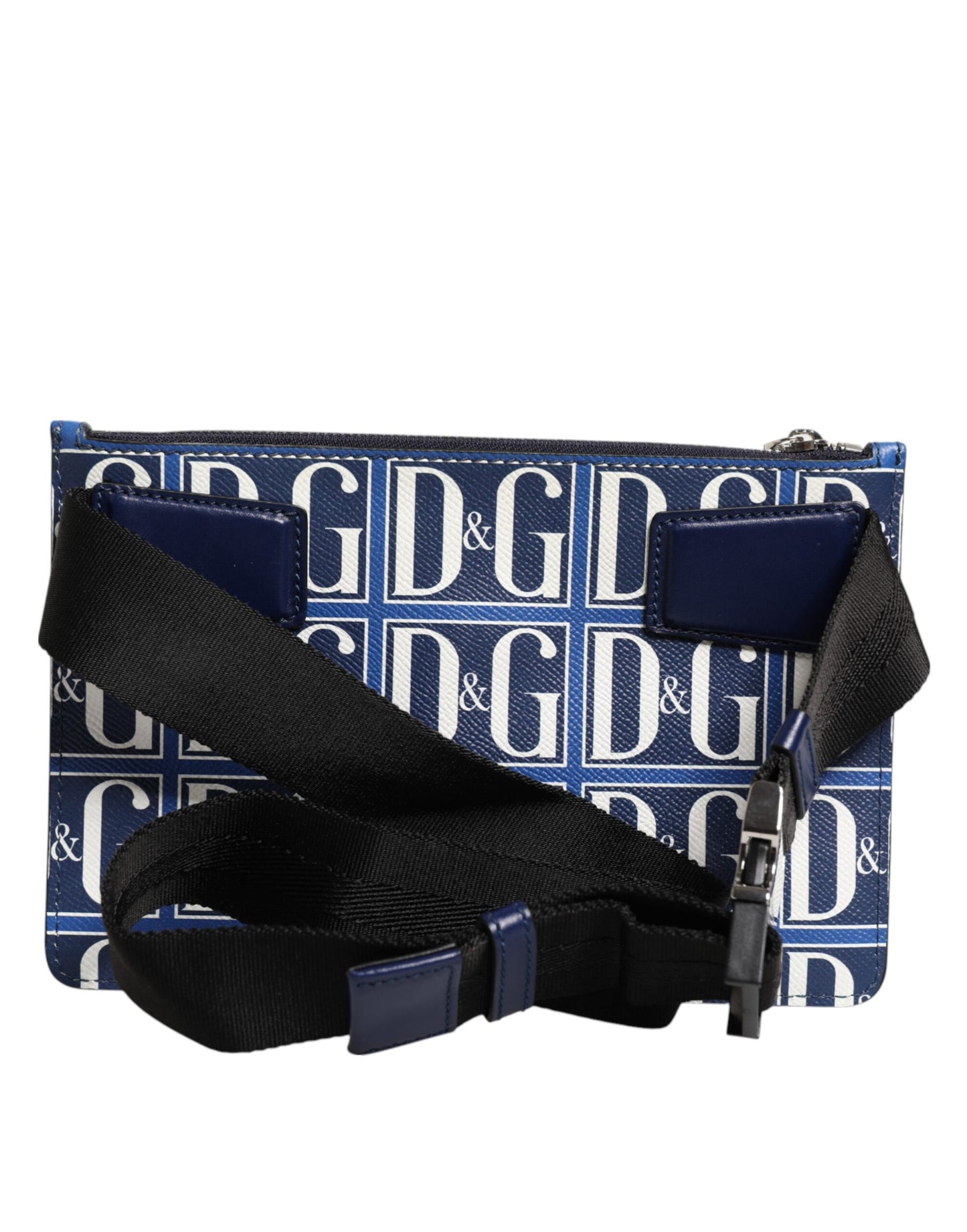 Blue White Leather D&G Logo Plaque Crossbody Borse Bag