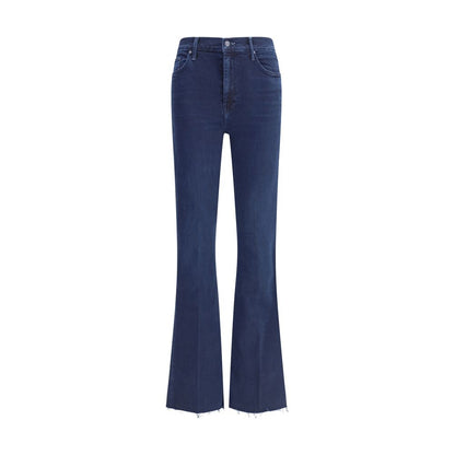 Blue Cotton Cropped Jeans