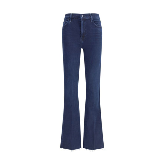 Blue Cotton Cropped Jeans