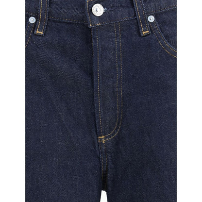Blue Recycled Cotton Straight-Leg Jeans