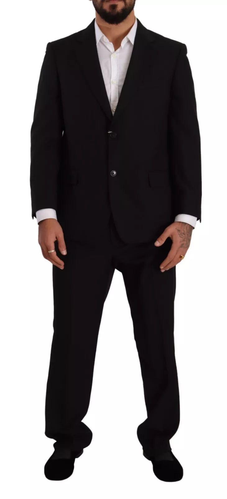 Blue Polyester Single Breasted Formal 2 Piece Suit