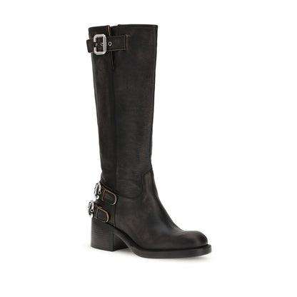 Black Calf Leather Bos Taurus Lace-Up Boots