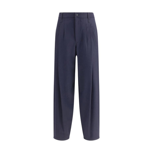 Blue Fleece Wool Casual Pants