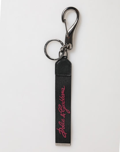 Black Burgundy Polyester DG Logo Men Keychain Keyring