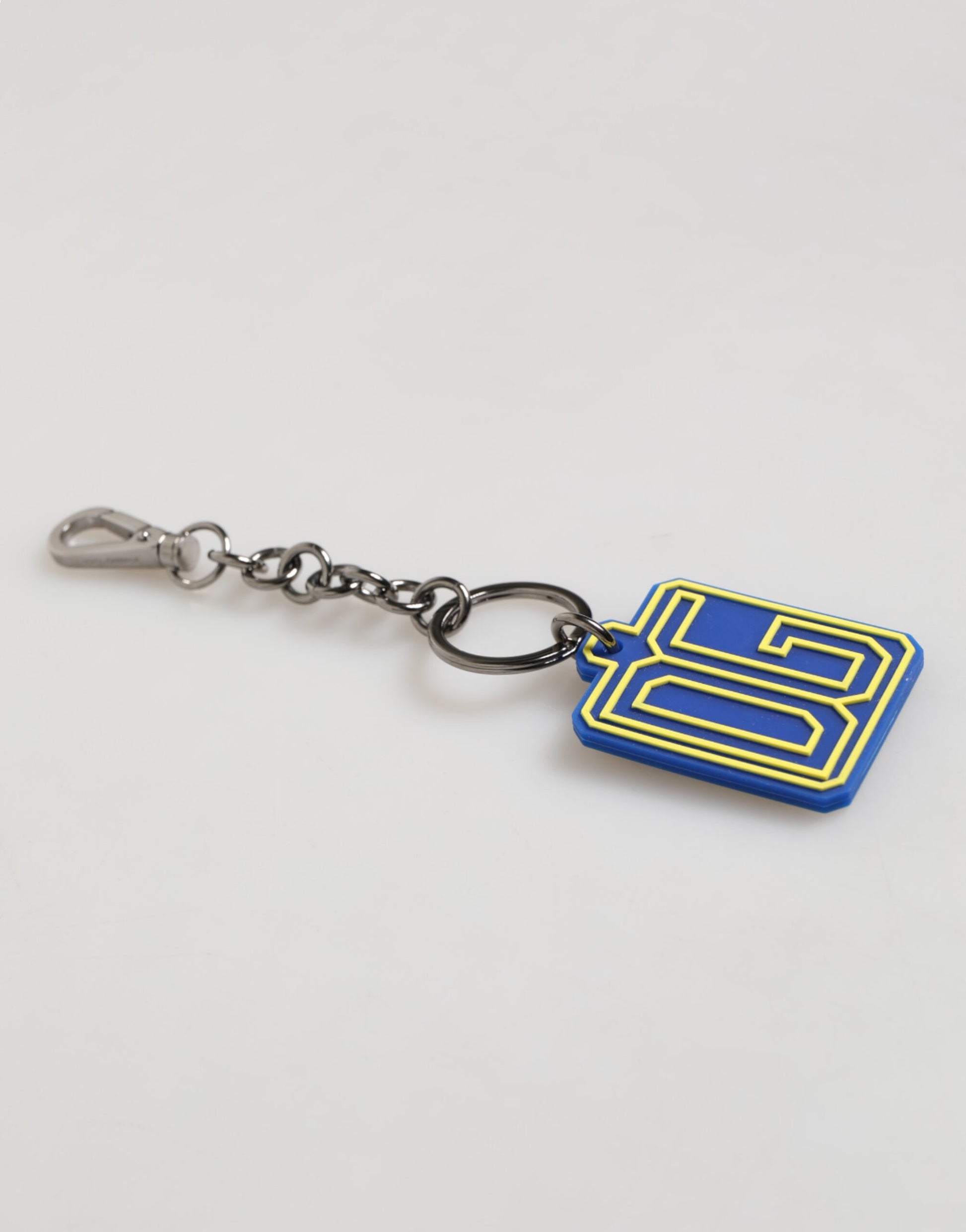 Blue Yellow DG Rubber Logo Silver Men Keychain Keyring