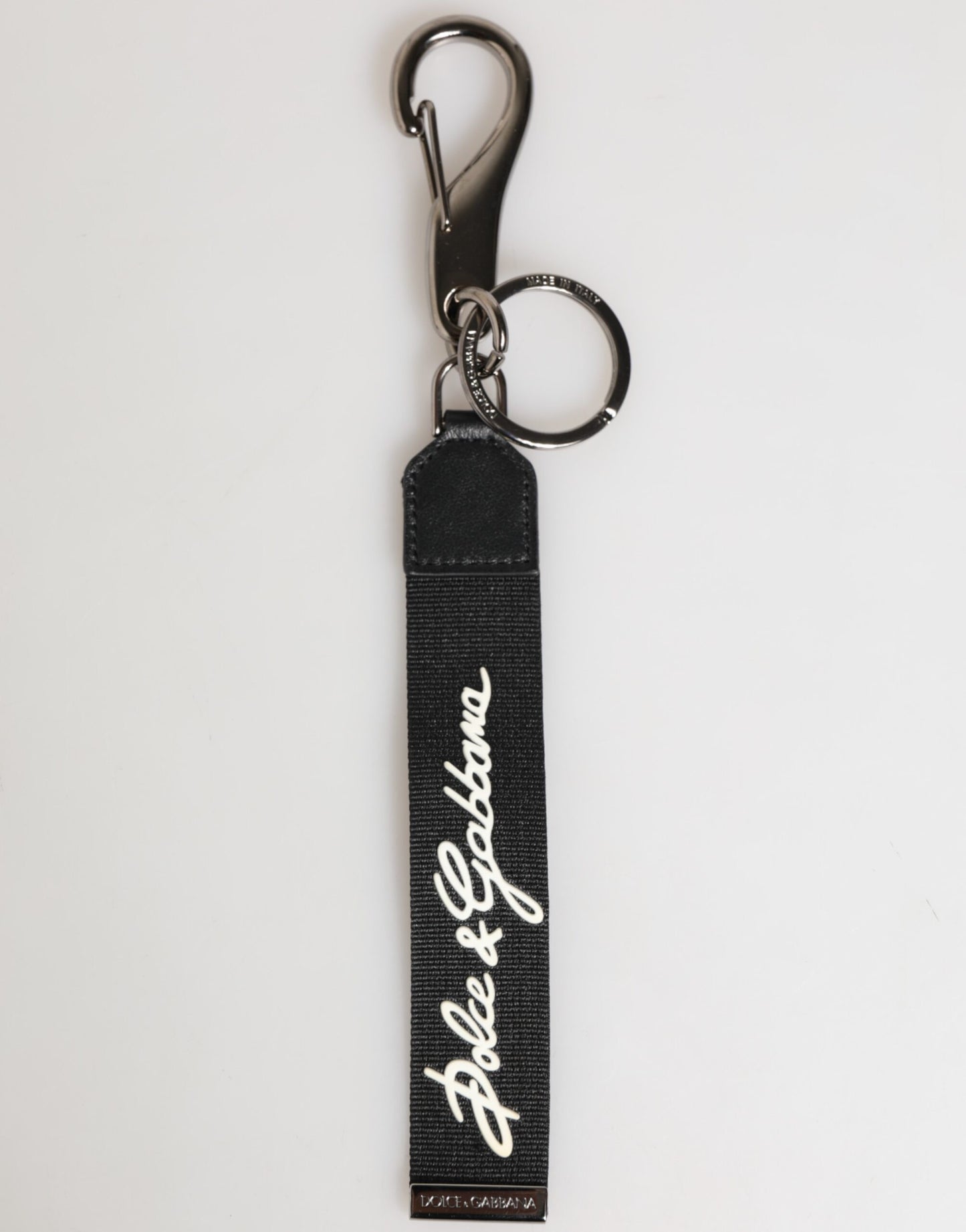 Black White Polyester DG Logo Silver Men Keychain Keyring