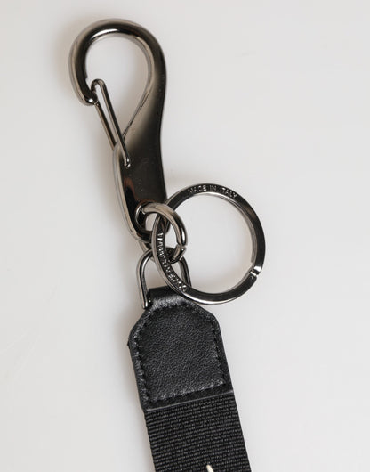 Black White Polyester DG Logo Silver Men Keychain Keyring