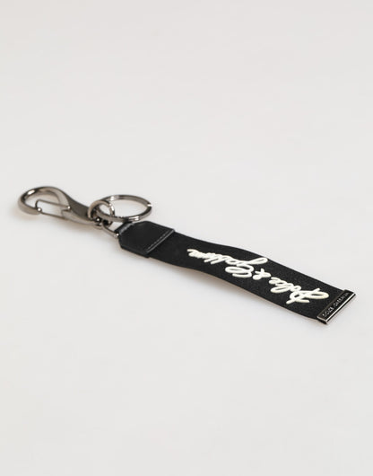 Black White Polyester DG Logo Silver Men Keychain Keyring