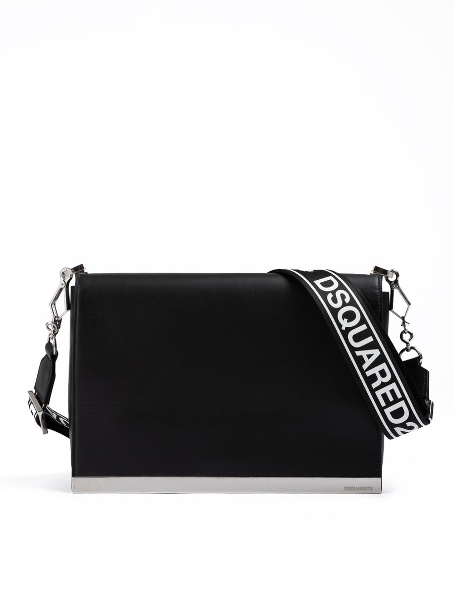 Black Leather Messenger Bag