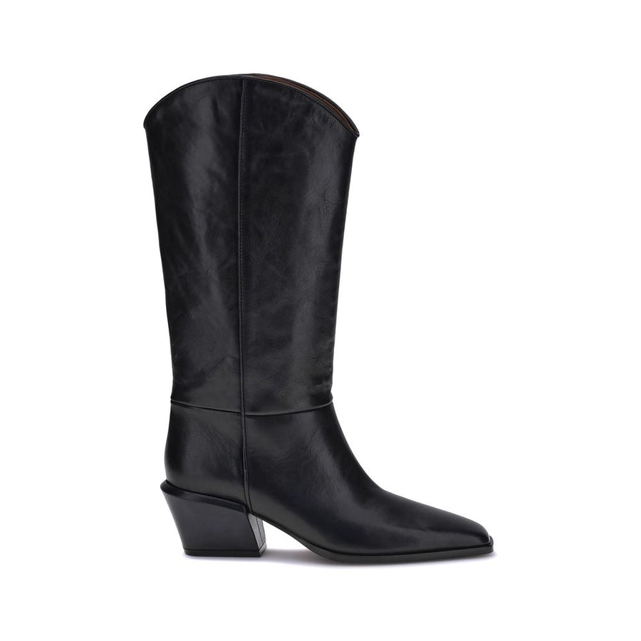 Black Calf Leather Bos Taurus Ankle Boots