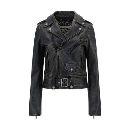 Black Calf Leather Bos Taurus Biker Jacket