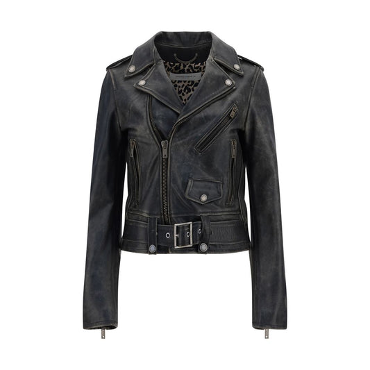 Black Calf Leather Bos Taurus Biker Jacket