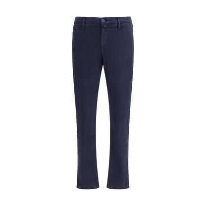 Blue Cotton Casual Pants