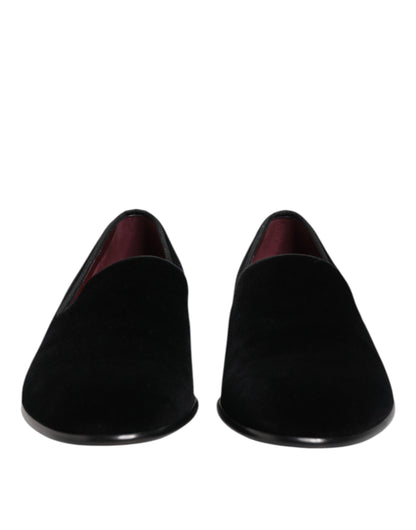 Black Velvet Slip On Men Loafers Formal Shoes