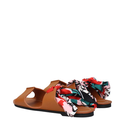 Brown Leather Flat Sandals