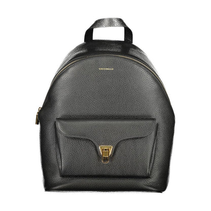 Black Leather Women Backpack