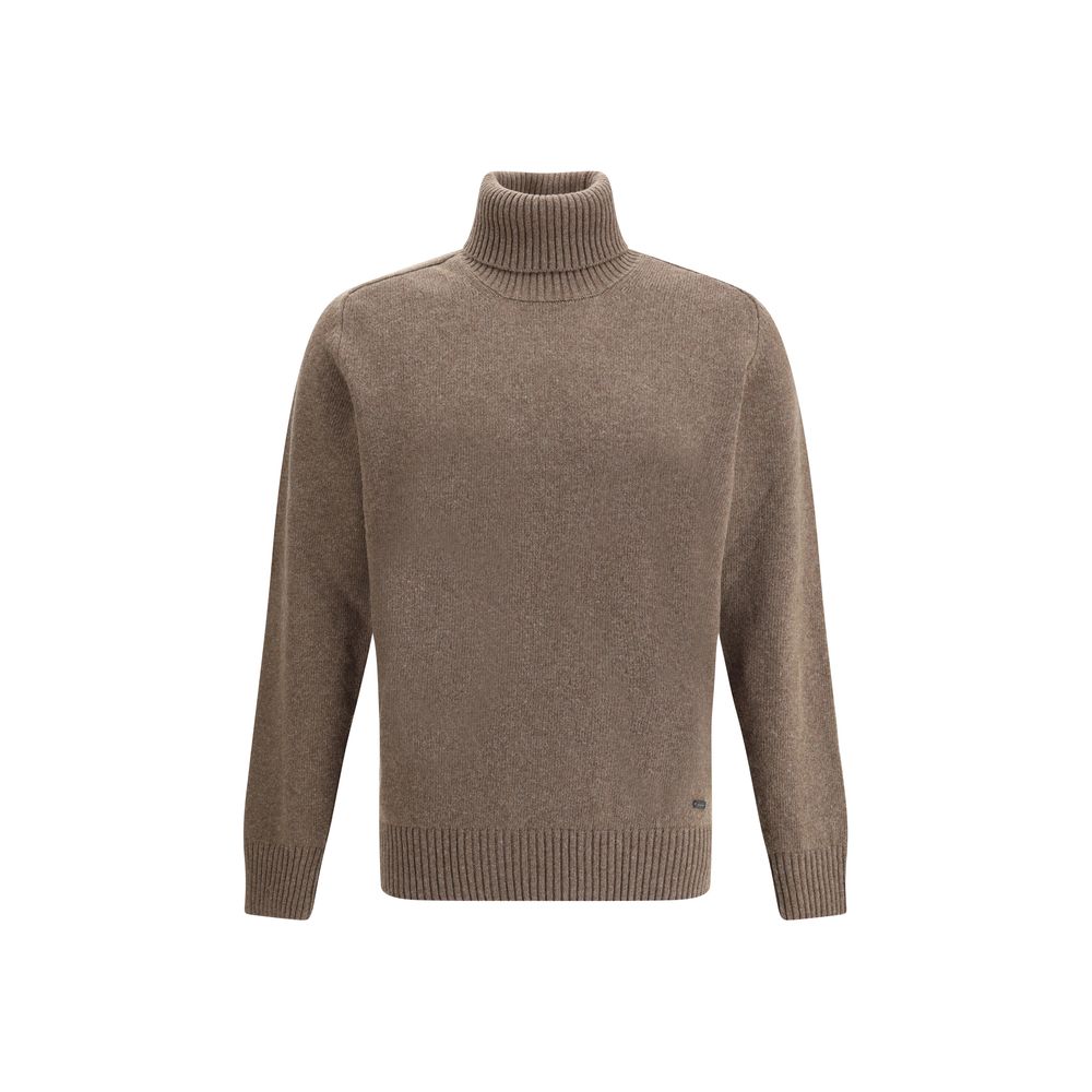 Brown Fleece Wool Turtleneck