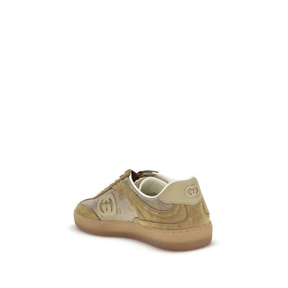 Beige Leather Athletic Sneakers