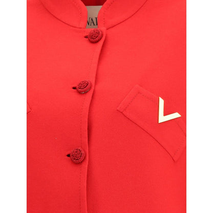 Red Fleece Wool Coat