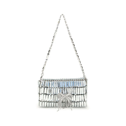 Silver crystal bow mini Shoulder Bag