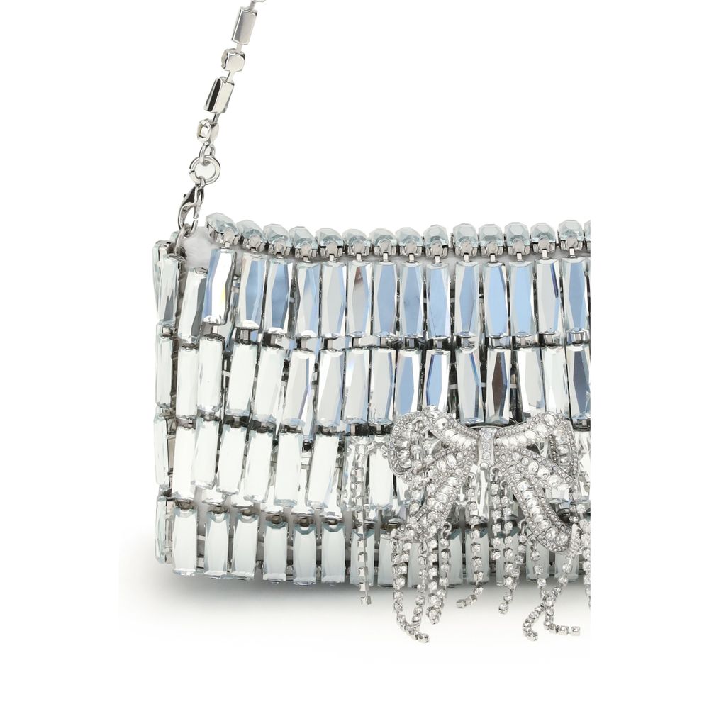 Silver crystal bow mini Shoulder Bag