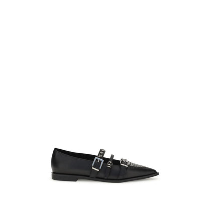 Black Calf Leather Bos Taurus Ballet Flats