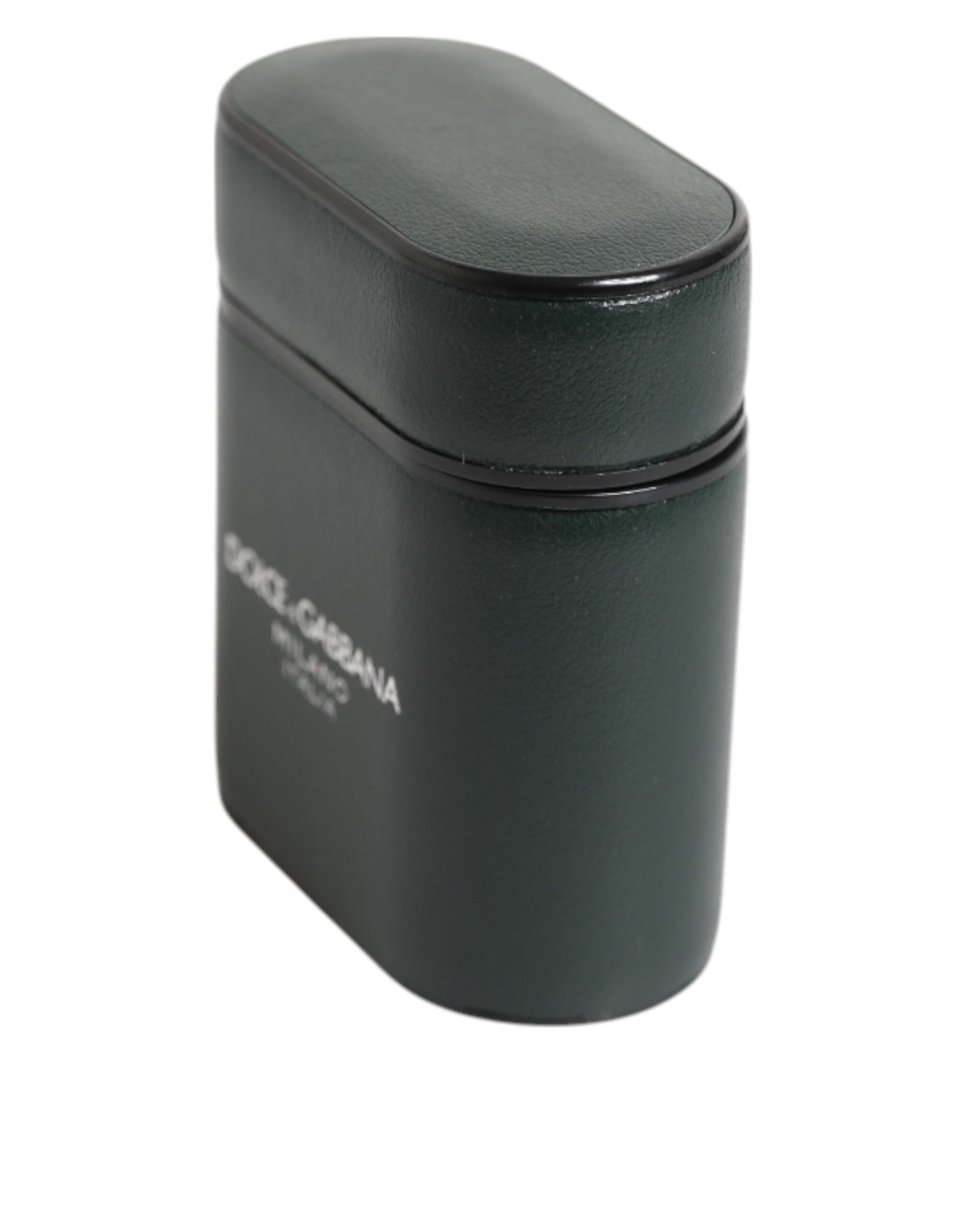 Army Green Calfskin Leather Logo Flip Holder Airpods Case