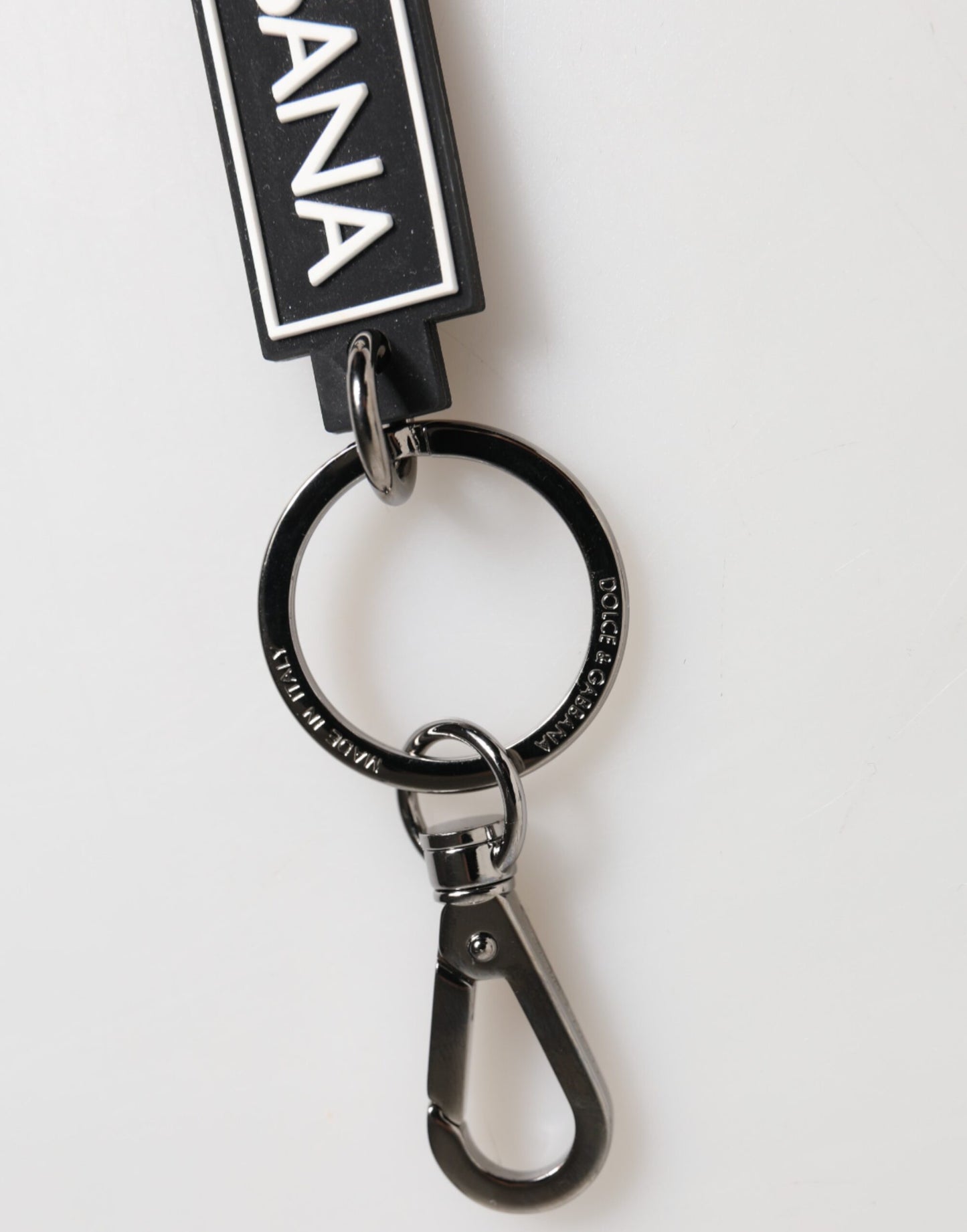 Black White DG Rubber Logo Silver Men's Holder Keyring