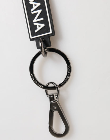 Black White DG Rubber Logo Silver Men's Holder Keyring