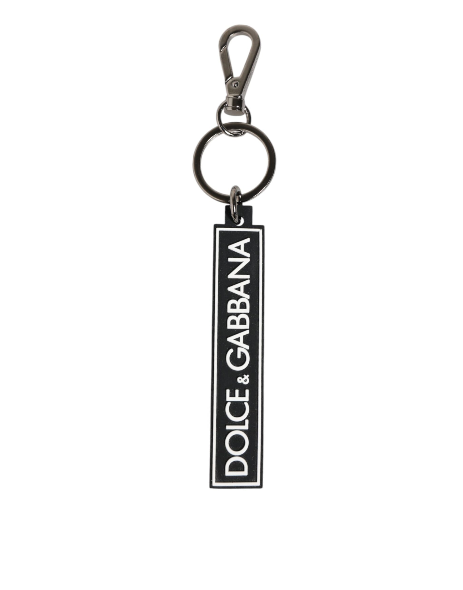 Black White DG Rubber Logo Silver Men's Holder Keyring