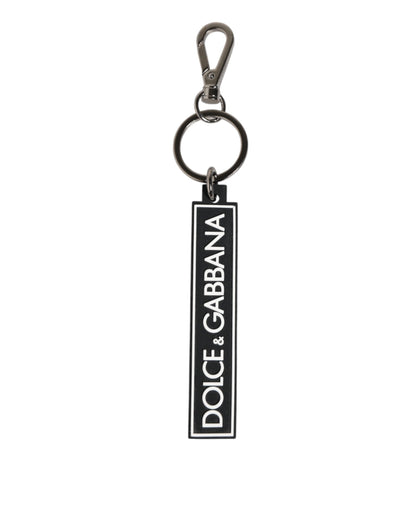 Black White DG Rubber Logo Silver Men's Holder Keyring