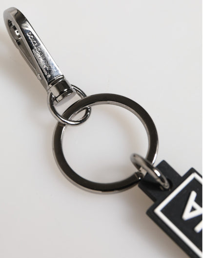 Black White DG Rubber Logo Silver Men's Holder Keyring