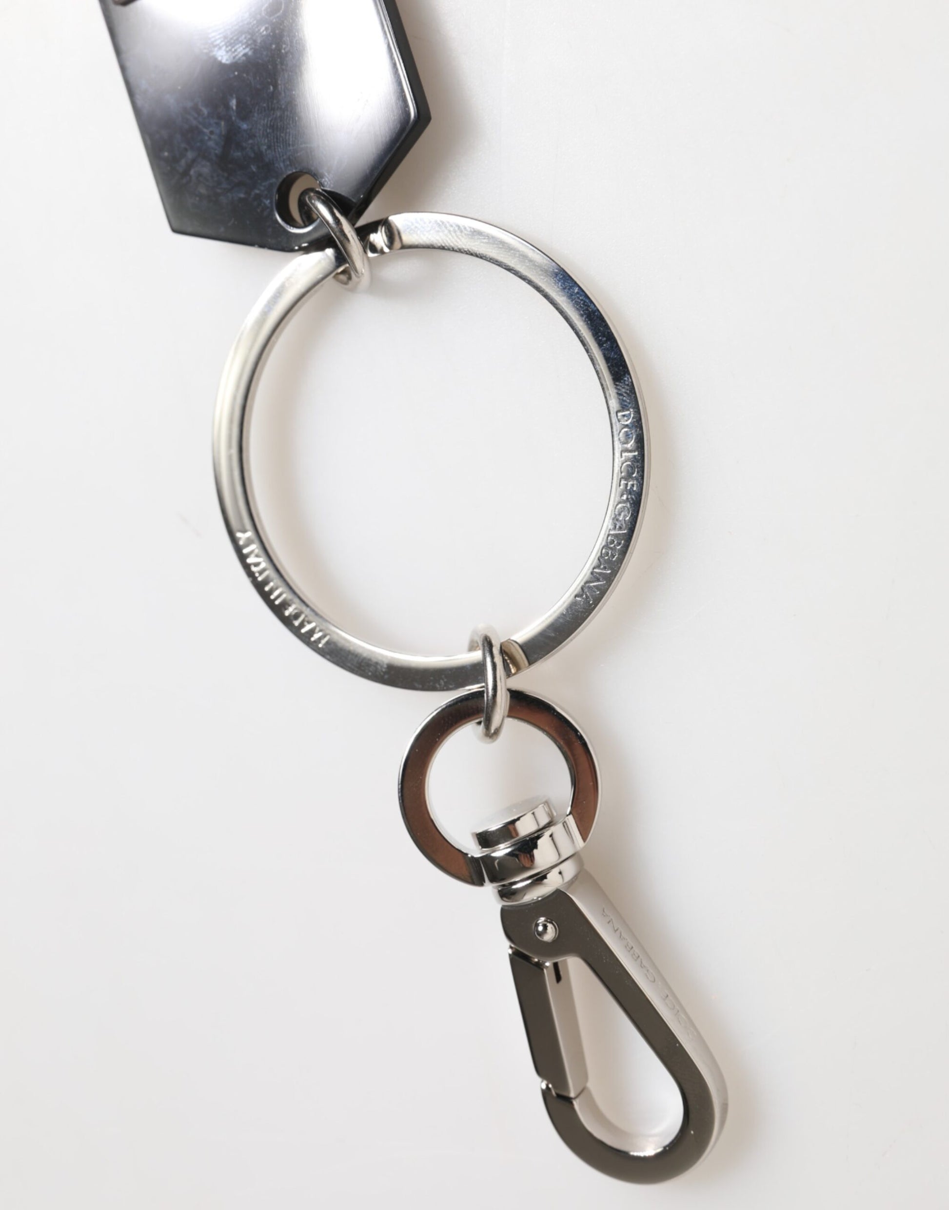 Black Sint Glass Plaque DG Logo Metal PlateKeychain Keyring