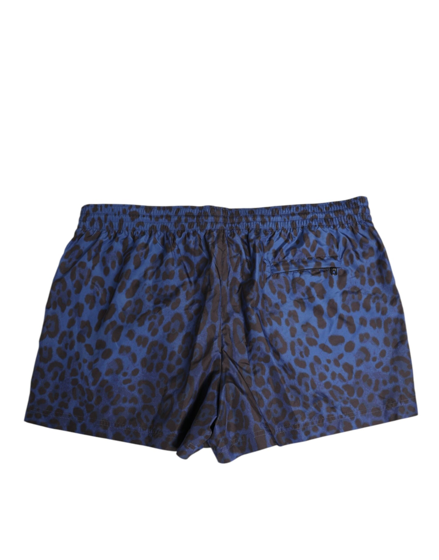 Blue Leopard Print Polyester Elastic Waistband Swimwear