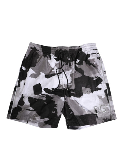 Black White Camouflage DG Logo Men Swimwear
