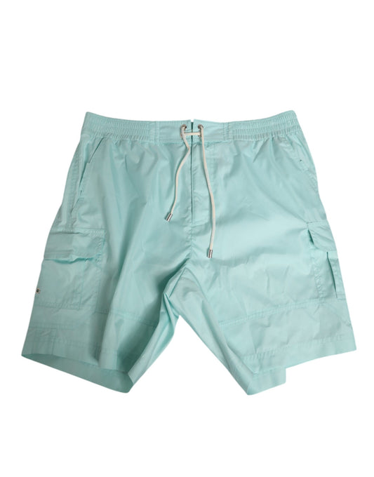 Aqua Blue Polyester Beachwear Men Shorts Swimwear