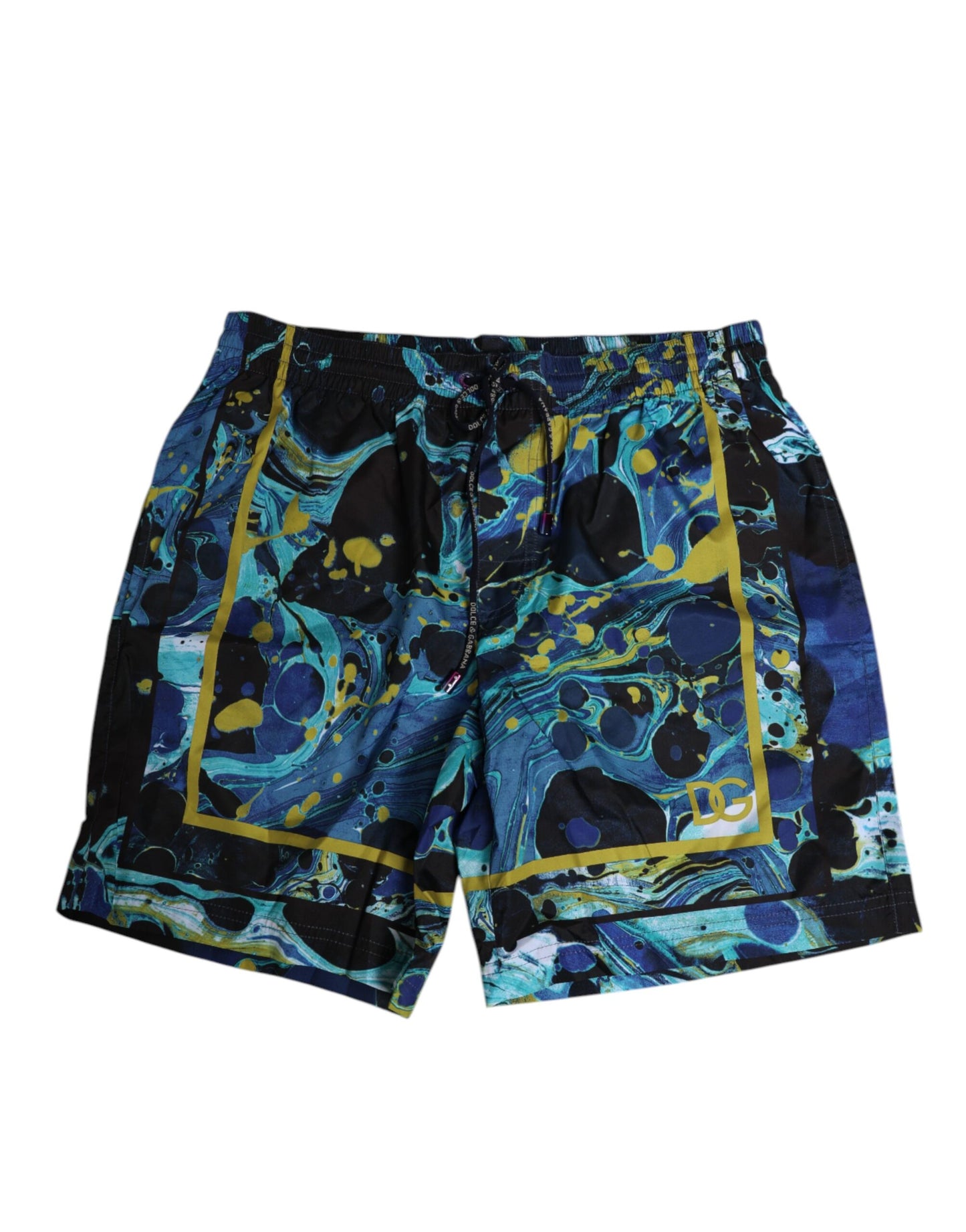 Blue Marble Print Logo Men Boxer Short Swimwear