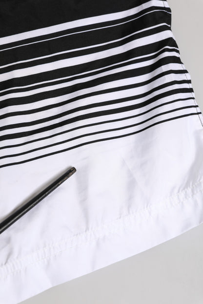 Black White Striped DG Logo Men Short  Swimwear